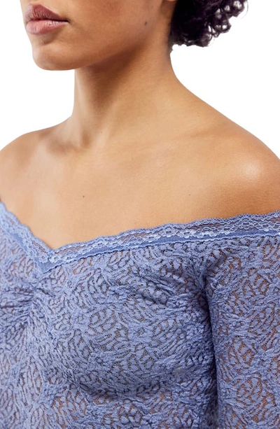 Shop Bdg Urban Outfitters Rhia Off-the-shoulder Lace Top In Blue
