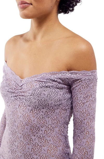 Shop Bdg Urban Outfitters Rhia Off-the-shoulder Lace Top In Lavender