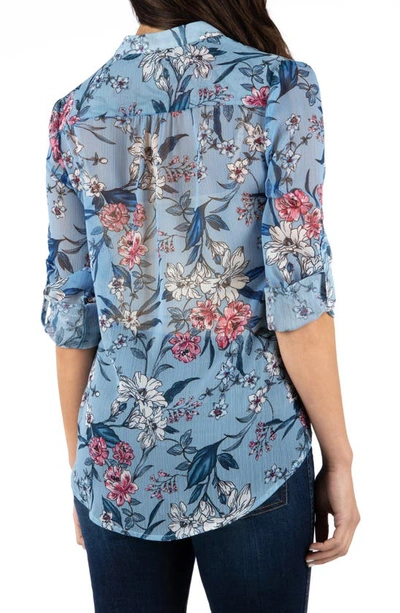 Shop Kut From The Kloth Jasmine Chiffon Button-up Shirt In Cannes Blue Heaven