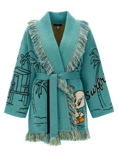 Shop Alanui X Looney Tunes 'perfect Waves' Cardigan In Blue