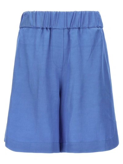 Shop Alberto Biani Elastic Shorts At The Waist In Blue