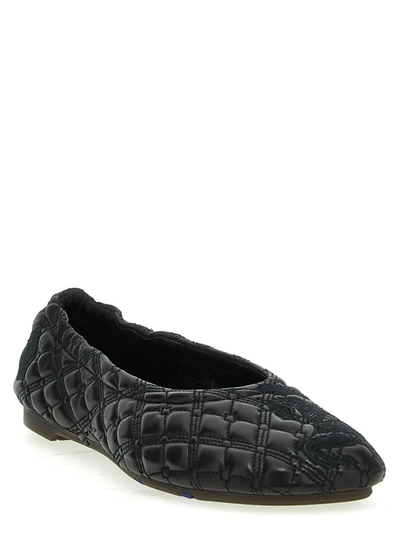 Burberry Quilted Leather Sadler Ballet Flats In Black