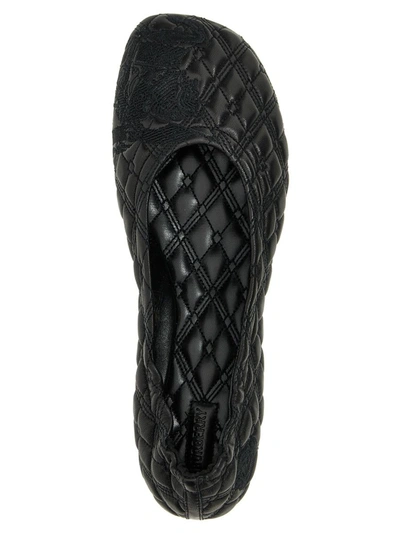 Burberry Quilted Leather Sadler Ballet Flats In Black