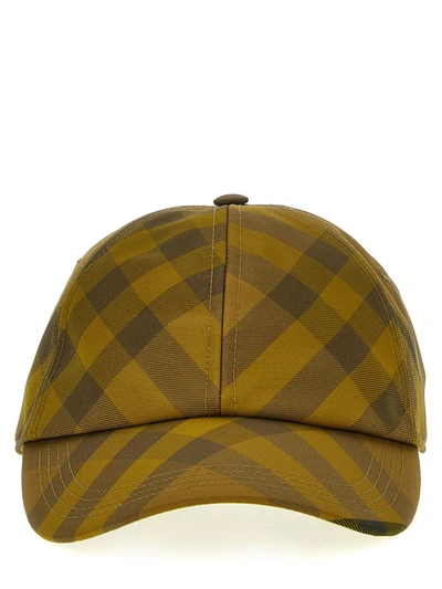 Shop Burberry Check Cap In Yellow