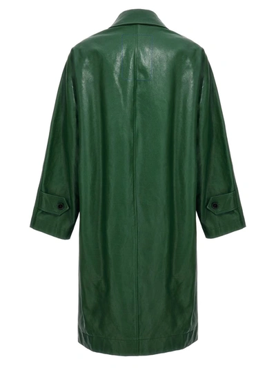 Shop Burberry Long Leather Car Coat In Green