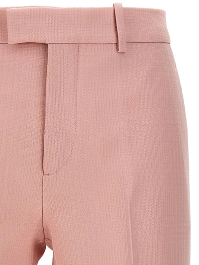 Burberry High Waist Straight Leg Textured Trousers In Pink