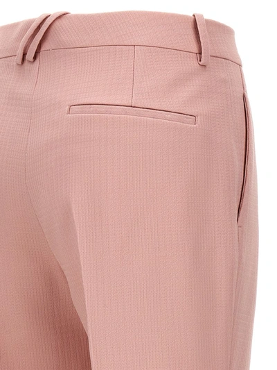 Burberry High Waist Straight Leg Textured Trousers In Pink