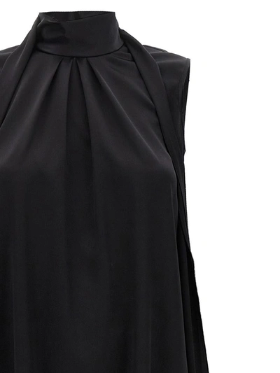 Shop Di.la3 Pari' Long Sash Silk Top In Black