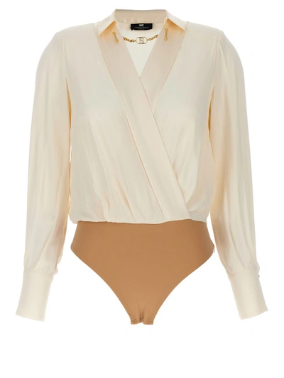 Shop Elisabetta Franchi Shirt Bodysuit In White