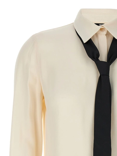 Shop Elisabetta Franchi Tie Blouse In White/black