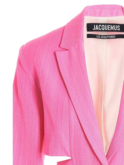 Jacquemus Pink Le Raphia 'la Robe Bari' Minidress In Fuchsia