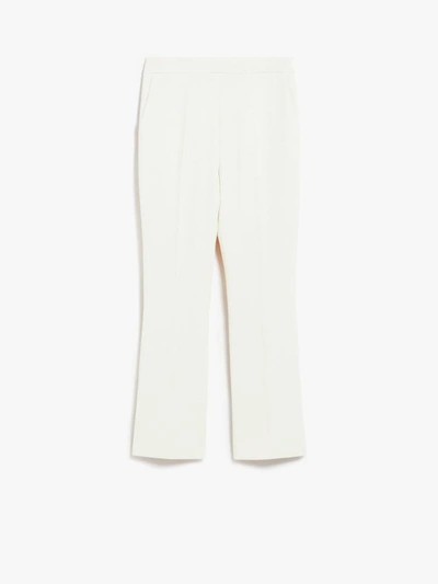 Shop Max Mara Nepeta Ankle-length Trousers In Wool Crepe In Bianco