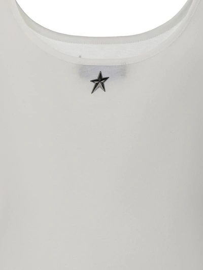 Shop Mugler Logo Print Bodysuit In White