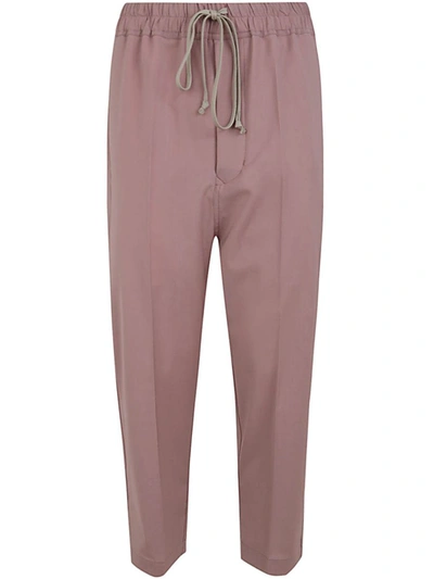 Shop Rick Owens Drawstring Ataires Cropped Trousers Clothing In Pink & Purple