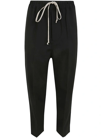 Shop Rick Owens Drawstring Ataires Cropped Trousers Clothing In Black