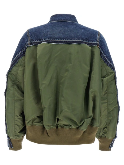 Shop Sacai Denim And Nylon Jacket In Blue