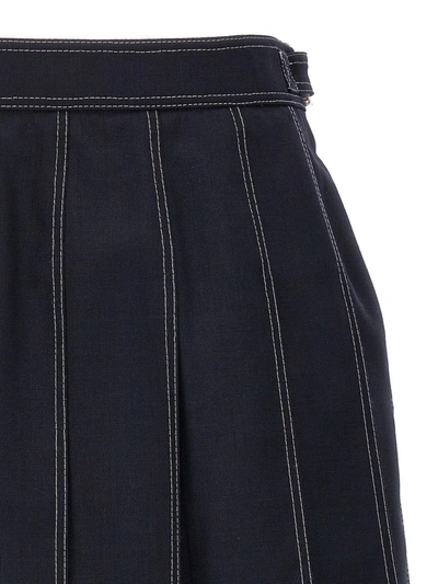 Shop Thom Browne Mini Pleated Skirt In Blue