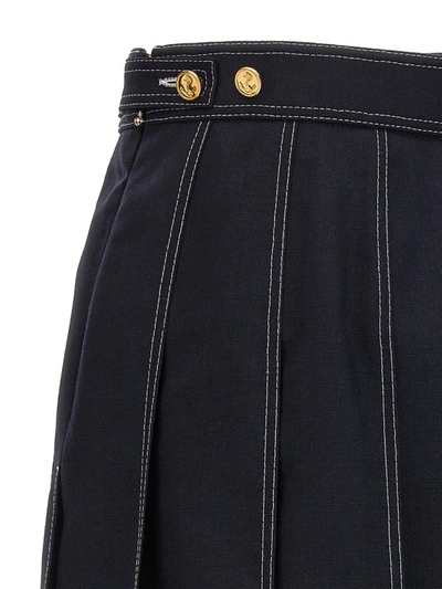 Shop Thom Browne Mini Pleated Skirt In Blue