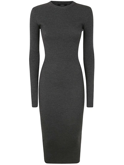 Shop Wardrobe.nyc Ribbed Long Sleeve Dress Clothing In Grey