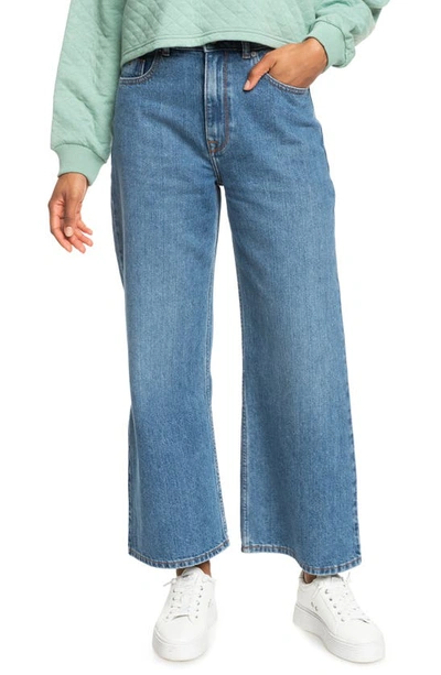 Shop Roxy Surf On High Waist Wide Leg Jeans In Medium Blue