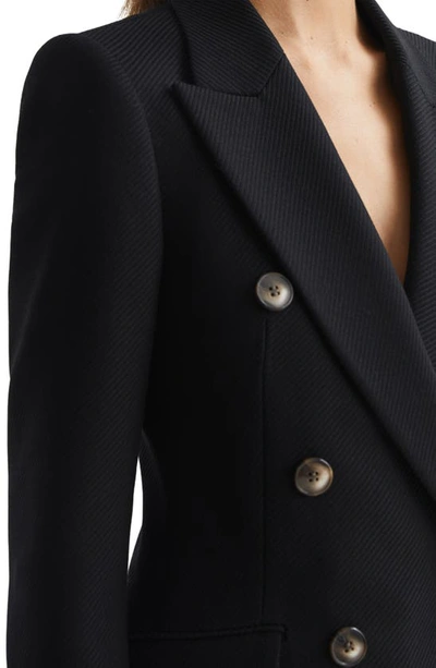 Shop Reiss Laura Double Breasted Wool Blend Blazer In Black