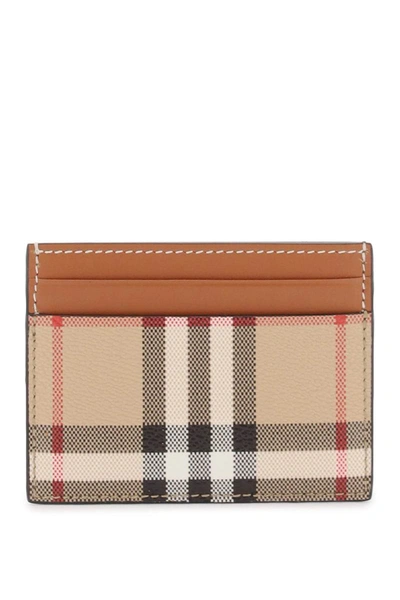 Shop Burberry Card Holder With Tartan Pattern In Multicolor