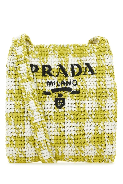 Shop Prada Multicolor Raffia Crossbody Bag In Cedro