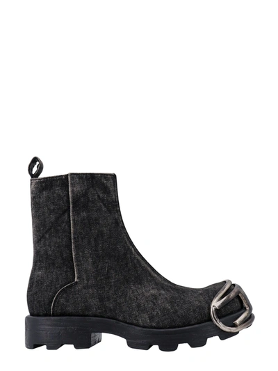 Shop Diesel Leather Boots With Oval-d Detail