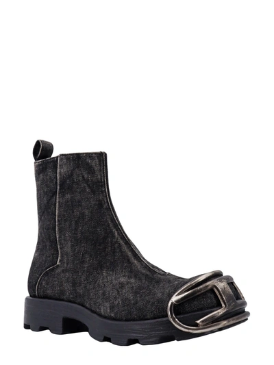 Shop Diesel Leather Boots With Oval-d Detail