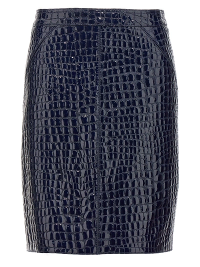 Shop Tom Ford Croc Print Skirt Skirts Blue