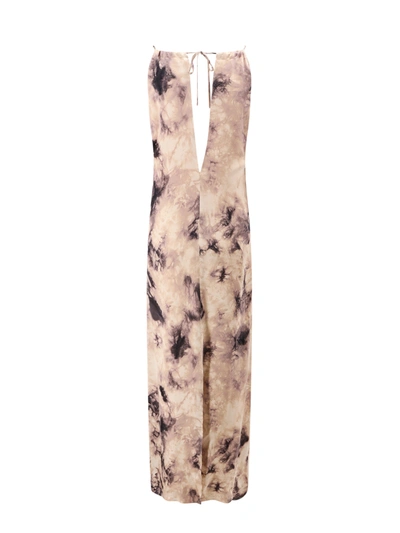 Shop Erika Cavallini Silk Long Dress With Cut-out Detail