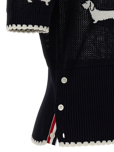 Shop Thom Browne Hector Icon Sweater, Cardigans Blue