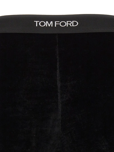 Shop Tom Ford Logo Velvet Leggings Black