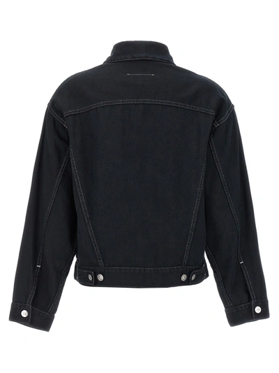 Shop Mm6 Maison Margiela Lurex Stitching Denim Jacket Casual Jackets, Parka Black