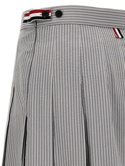 Shop Thom Browne Pleated Midi Skirt Skirts Gray