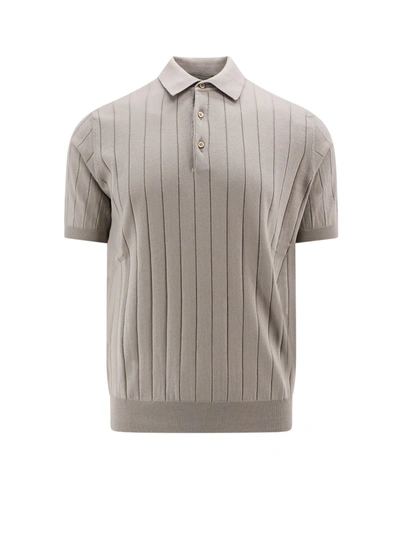 Shop Corneliani Cotton Polo Shirt With Striped Motif