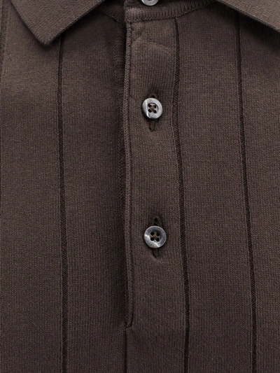 Shop Corneliani Cotton Polo Shirt With Striped Motif