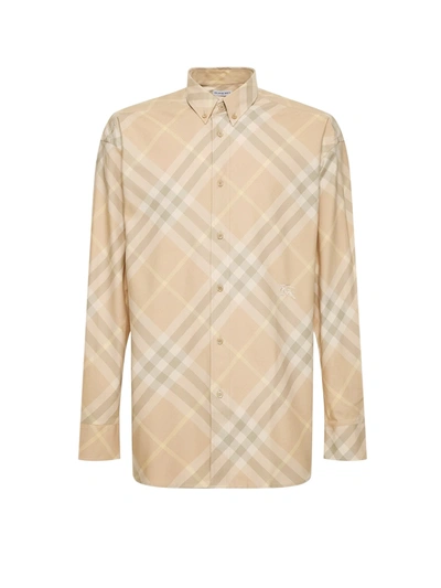 Shop Burberry Cotton Shirt With Check Motif