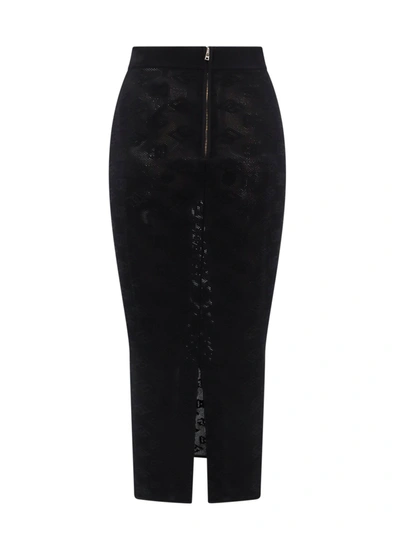 Shop Dolce & Gabbana Viscose Blend Skirt With All-over Monogram Detail