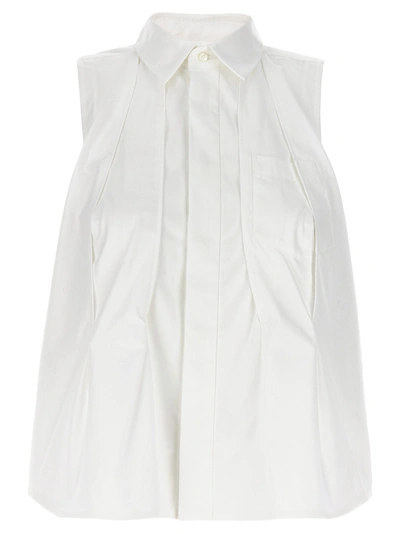 Shop Sacai Sleeveless Shirt Shirt, Blouse White