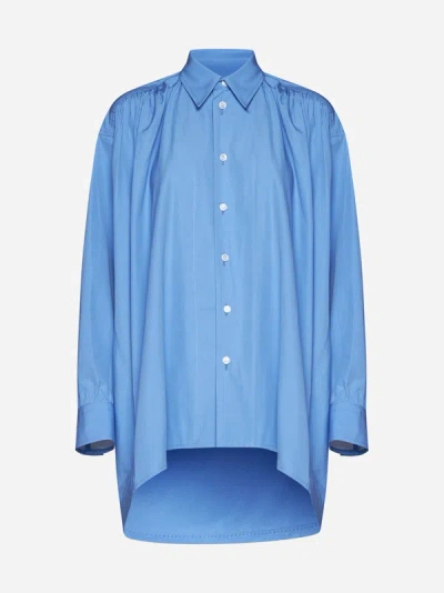 Shop Bottega Veneta Cotton-blend Oversize Shirt In Admiral