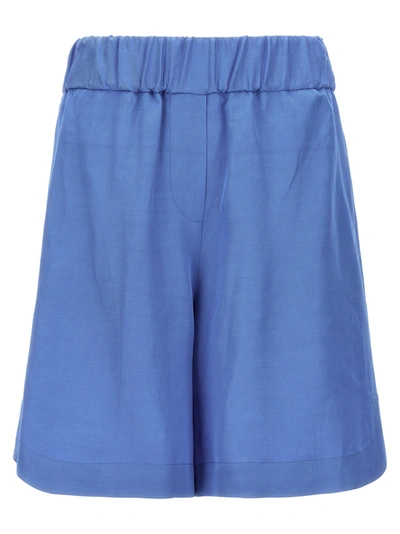 Shop Alberto Biani Elastic Shorts At The Waist Bermuda, Short In Light Blue