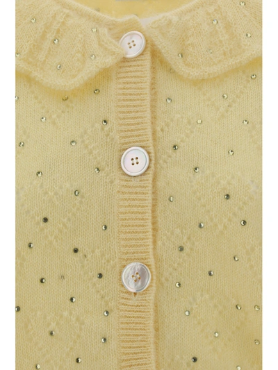 Shop Alessandra Rich Cardigan In Pale Yellow