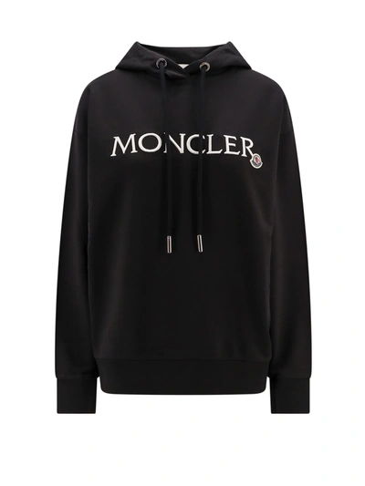 Shop Moncler Cotton Sweatshirt With Embroidered Logo