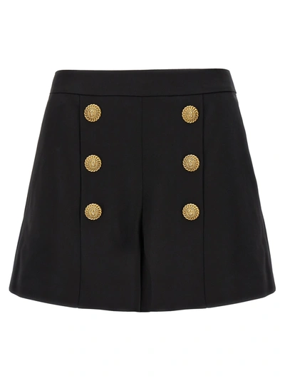 Shop Balmain Contrast Buttons Shorts Bermuda, Short In Black