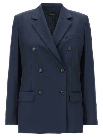 Shop Theory Double-breasted Blazer Blazer And Suits In Blue