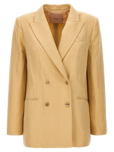 Shop Twinset Double-breasted Blazer Blazer And Suits In Beige