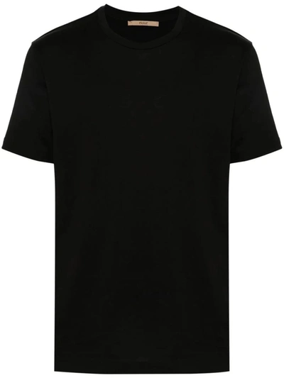 Shop Nuur Roberto Collina Short Sleeves Crew Neck T-shirt Clothing In Black