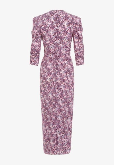 Shop Isabel Marant Albini Printed Midi Dress In Mauve