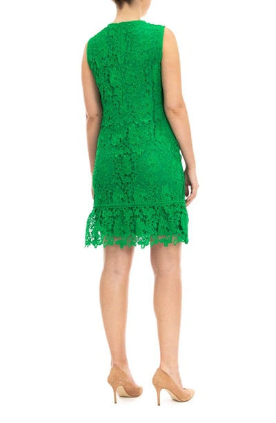 Shop Nina Leonard Sleeveless Lace Dress In Bright Green